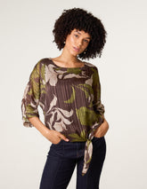 Tie Knit Metallic Chiffon Top