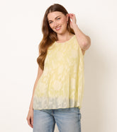 Sleeveless Lace Pleated Top