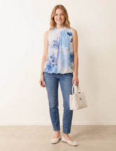 Sleeveless High Neck Puffball Blouse