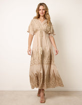 Metallic Embroidered Maxi Dress