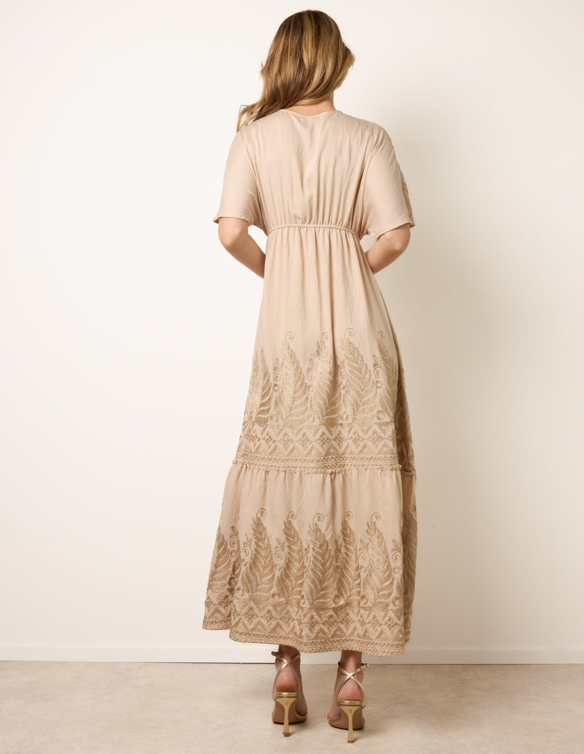 Metallic Embroidered Maxi Dress