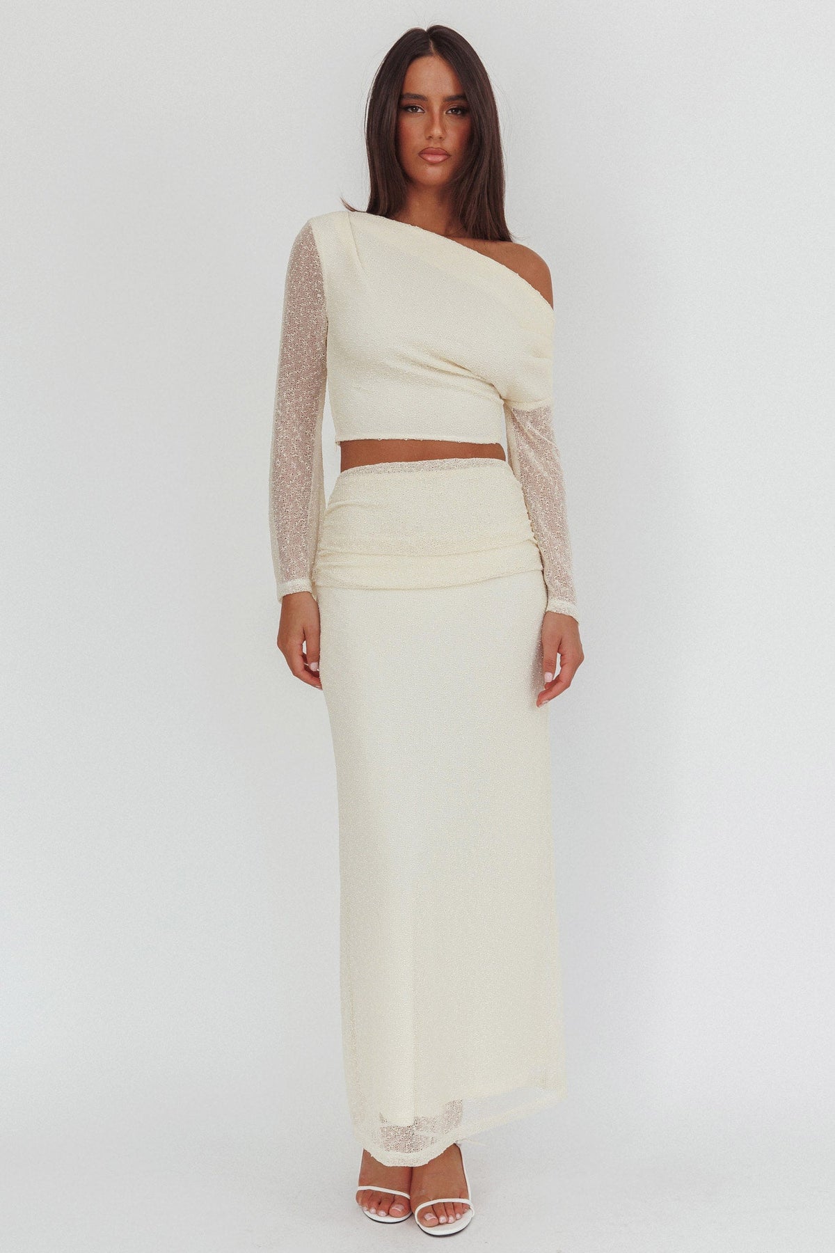 Alivya Ruched Side Maxi Skirt Butter