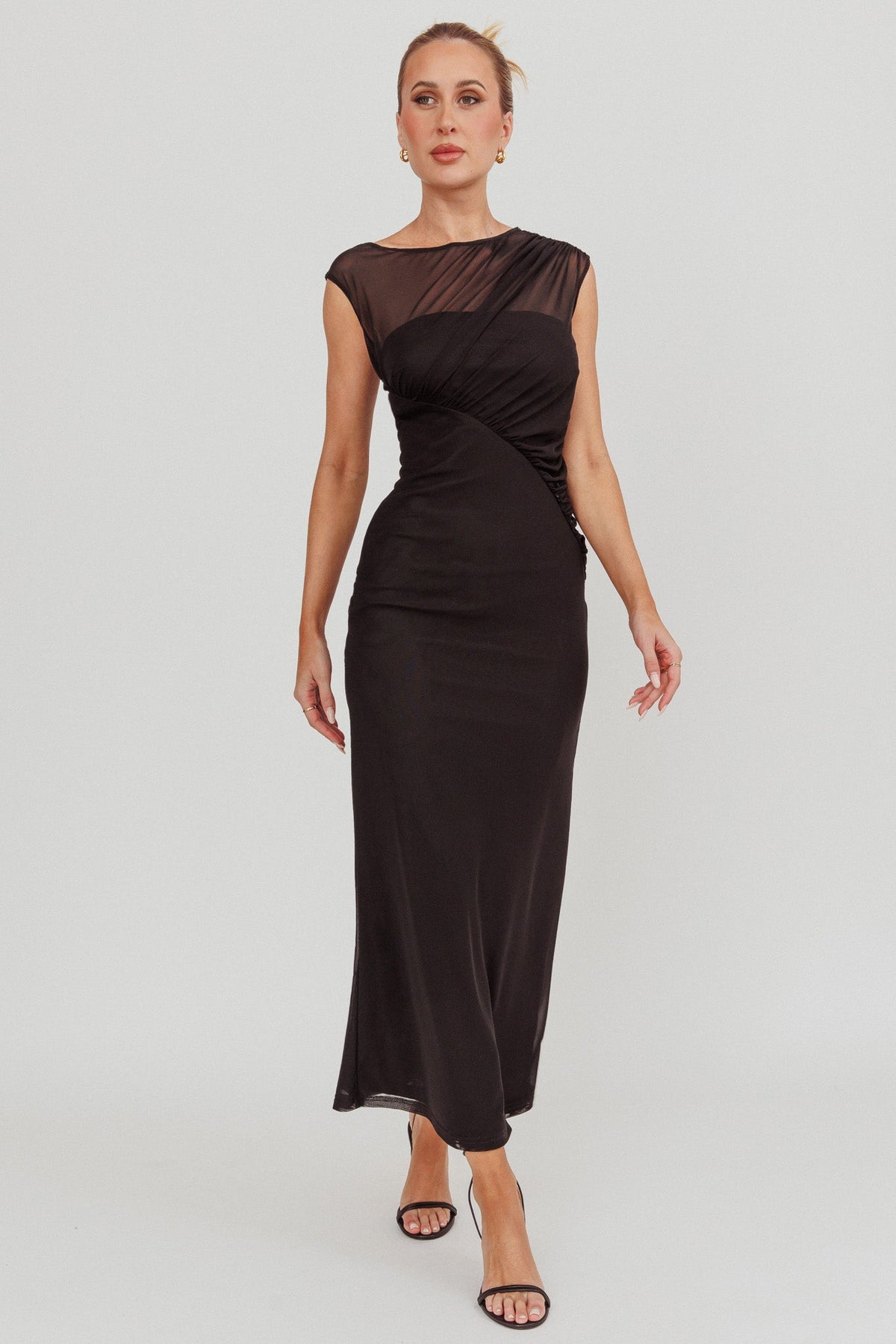 Passion Mesh Sleeveless Maxi Dress Black