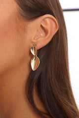 Caius Two Teardrop Earrings Gold