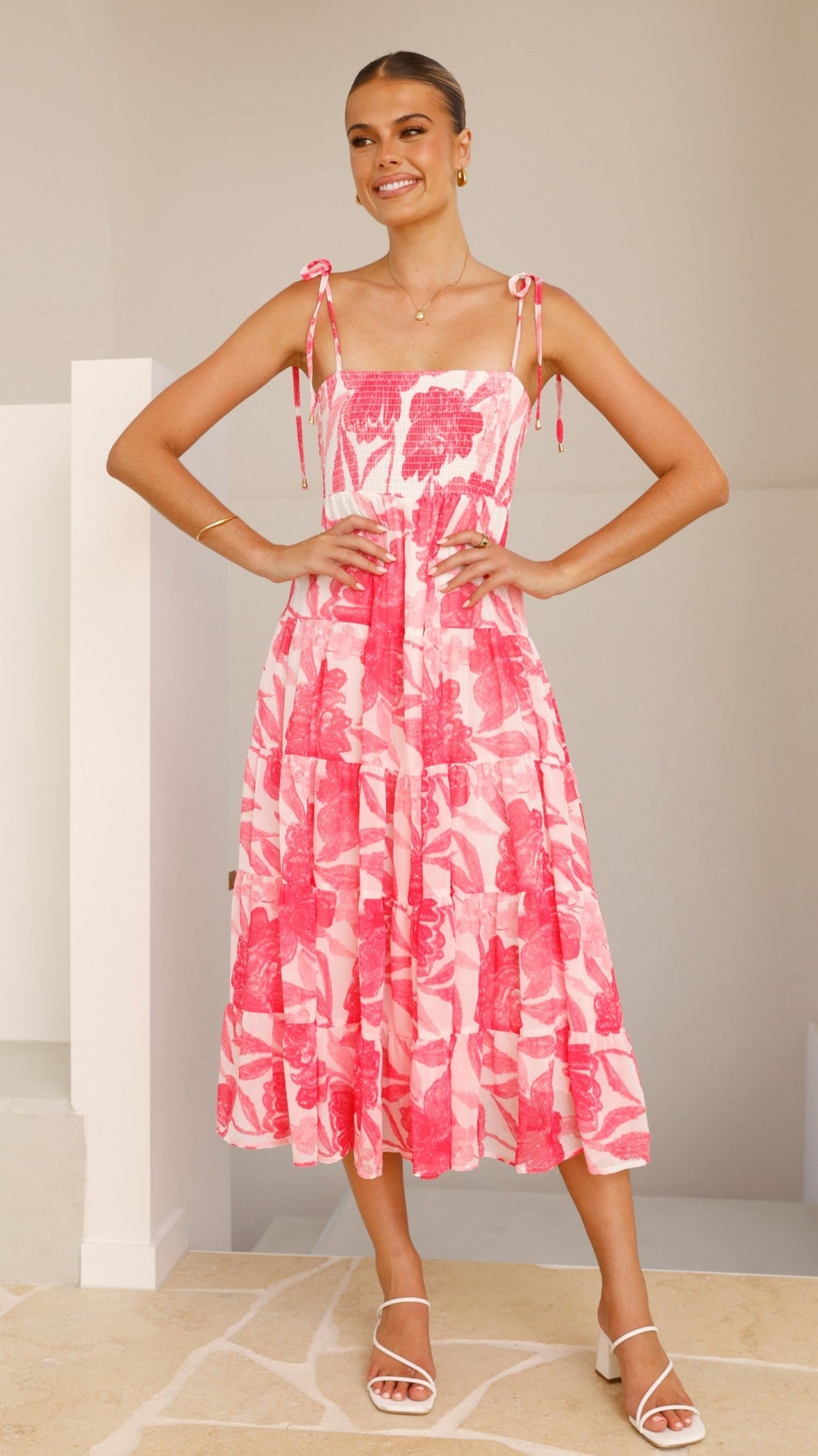 Gwynne Maxi Dress - Pink Print