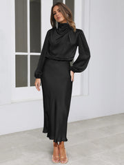 FROM THE SOURCE HIGH NECK BRIDAL MAXI DRESS - BLACK