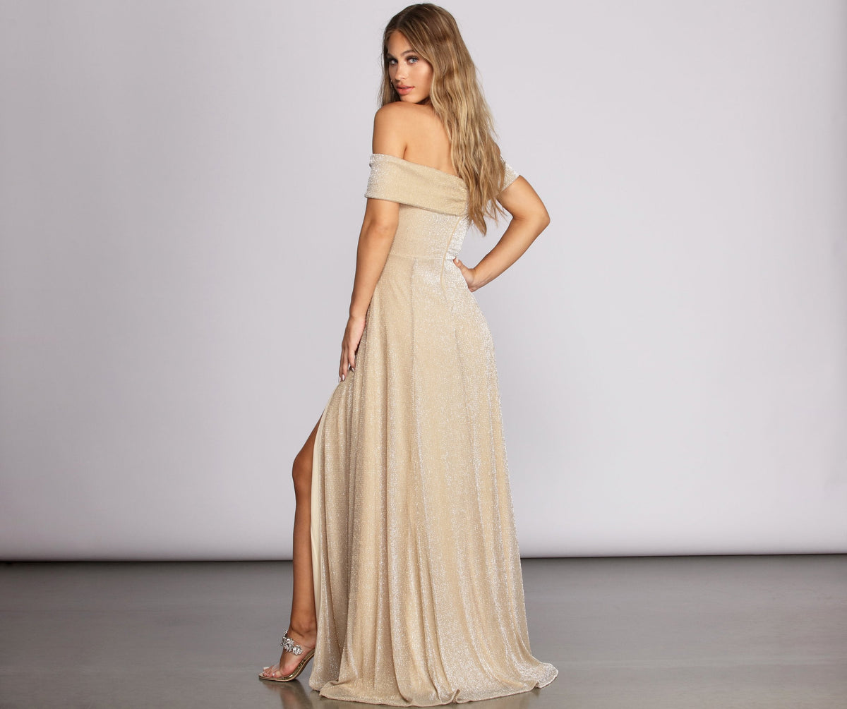 Kaliyah Formal High Slit Lurex Dress