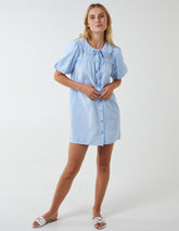 Gingham Shirt Dress With Plunge Ruffle