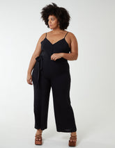 Curve Button Front Strappy Jumpsuit