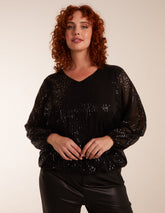 Curve Sequin Batwing Blouse