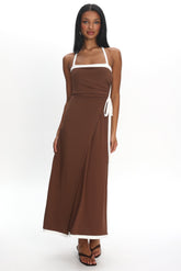 Belira Wrap Front Midi Dress Chocolate