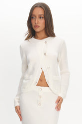 Autumn Breeze Curved Hem Knit Top Off White