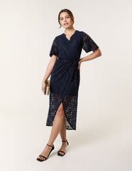 Lace Wrap Over Midi Dress