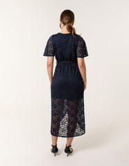 Lace Wrap Over Midi Dress