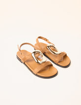 Gold Buckle Flat Sandals