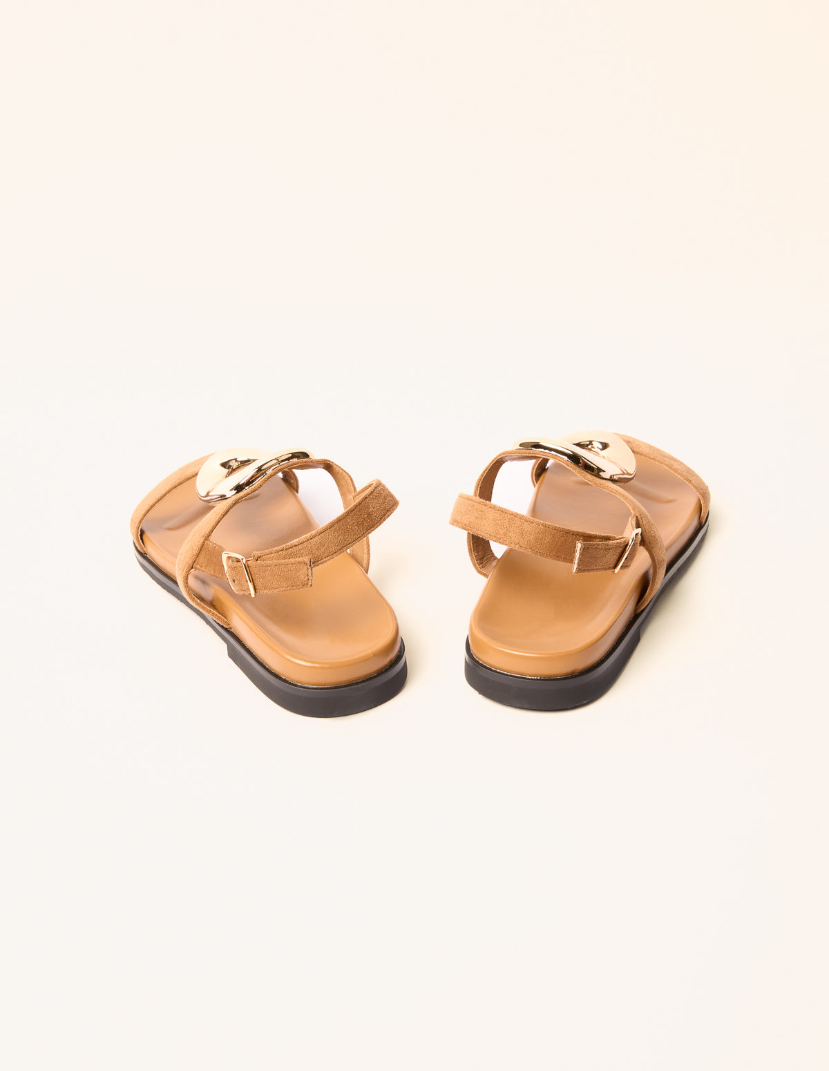 Gold Buckle Flat Sandals