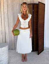 SASHA CROCHET MIDI SKIRT - IVORY