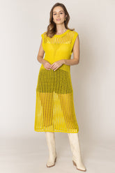 Chest Blocked Crochet Long Dress