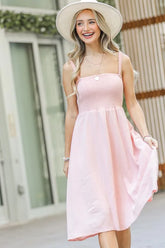 And The Why Smocking Open-Back Sleeveless Midi Dress