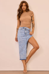 Avery Denim Midi Skirt - Denim Blue