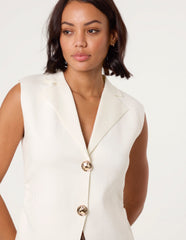 Gold Button Front Tailored Vest