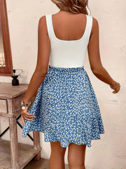 Floral Print Square Neck Summer Dress