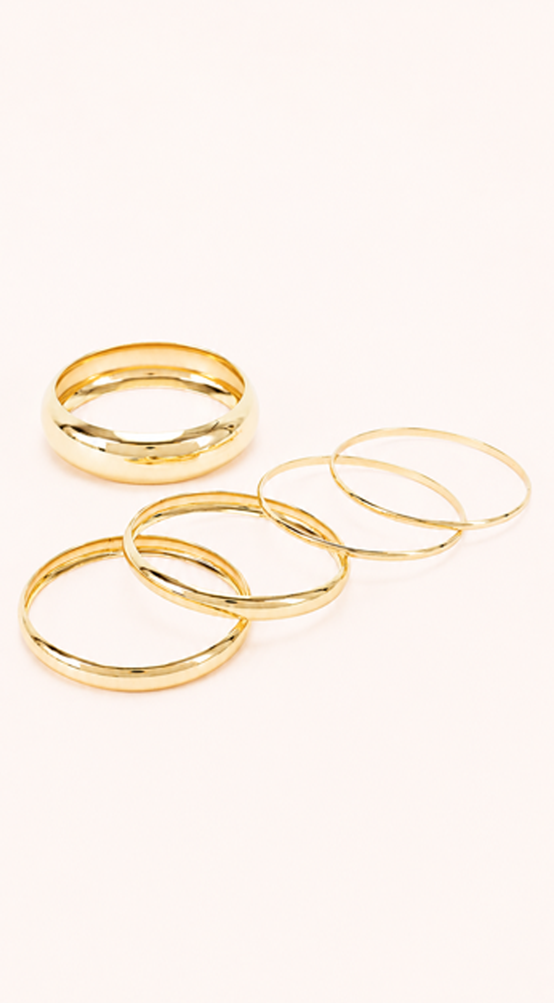 Riri Smooth 5 Piece Bangle Bracelet Set - Gold