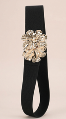 Cece Metal Flower Elastic Belt - Black