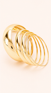 Riri Smooth 5 Piece Bangle Bracelet Set - Gold