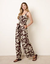 Tropical Tie Front Jumpsuit