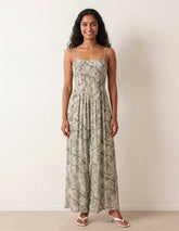 Crinkle Shirred Strappy Jumpsuit