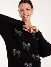 Embellished Bows Knitted Jumper