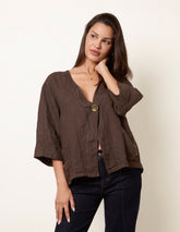 One Button Linen Blazer
