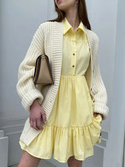 Tiered Long Sleeve Shirt Dress