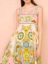 Paisley Print Square Neck Summer Dress