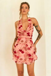 Crimson Lover Chiffon Mini Dress - Peach