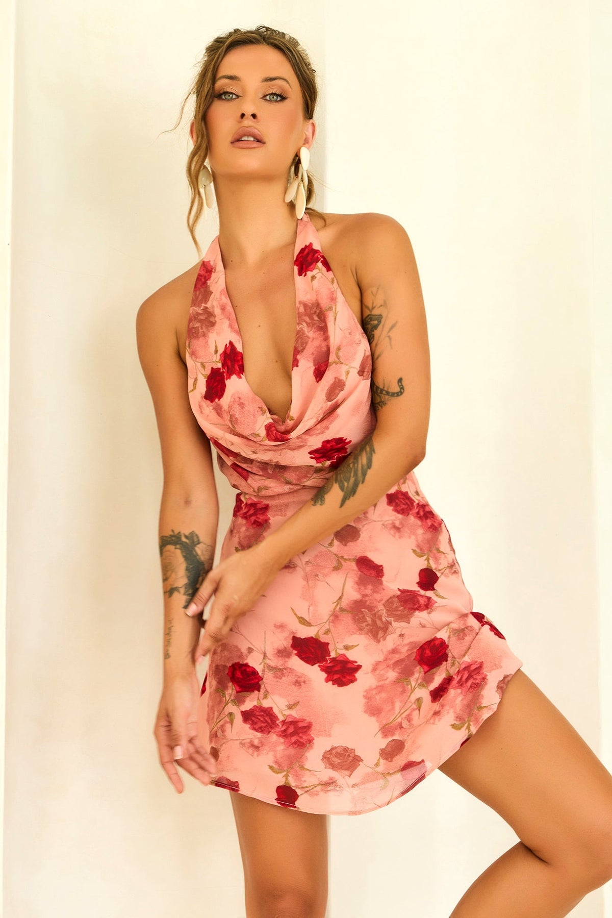 Crimson Lover Chiffon Mini Dress - Peach