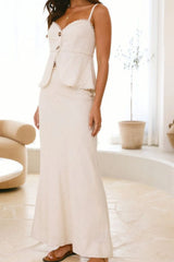 Lace Trim Button Front Cami and Skirt Set