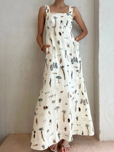 Printed Square Neck Maxi Cami Dress with Pocket
