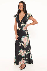 Arella Maxi Dress - Black Floral