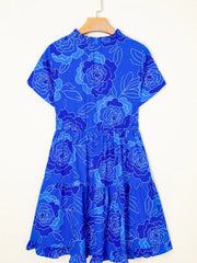 Ruffled Hem Short Sleeve Flowy Mini Dress