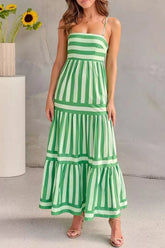 Striped Tiered Maxi Cami Dress