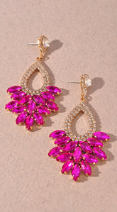 Just Look Rhinestone Earrings - Pink