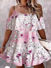 Floral Cold Shoulder Ruffle Mini Dress