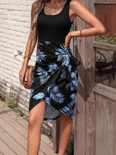 Tropical Print Scoop Neck Tank Dress