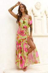 Kissed By Summer Chiffon Maxi Dress - Lime