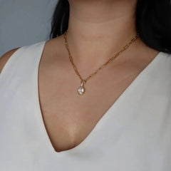 Mila Oval Paperclip Pendant Necklace