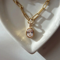 Mila Oval Paperclip Pendant Necklace