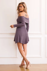 New In Town Knit Mini Dress - Charcoal
