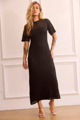 Rosalyn Crochet Maxi Dress - Black